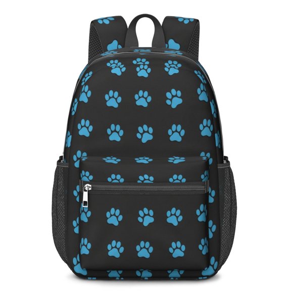 Dog Paw Print Black Pattern 17" School Backpacks for Teens,Waterproof Oxford Fabric,S-Shape Padded Straps for School,Travel,Hiking,Camping