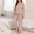 thumbnail image 2 of KyCheLot Fleece Pajama Sets for Women Winter Long Sleeve Round Collar Tops Cuffed Pants Comfy Thicken Warm Outfits, 2 of 6