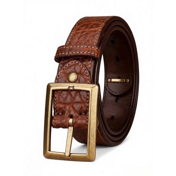 Catelles Men's Thickened Belt, Vintage Design, Made of High-quality Cowhide with Brass Buckle, Comes in A Gift Box. Suitable for Both Business and Casual Wear&Waist size 46inch, width 1.5inch (3.8cm)