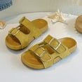 thumbnail image 2 of YDFCWXW Unisex-Child Slides Double Buckle Adjustable Flat Sandals Slippers for Boys Girls (Yellow, 23), 2 of 9