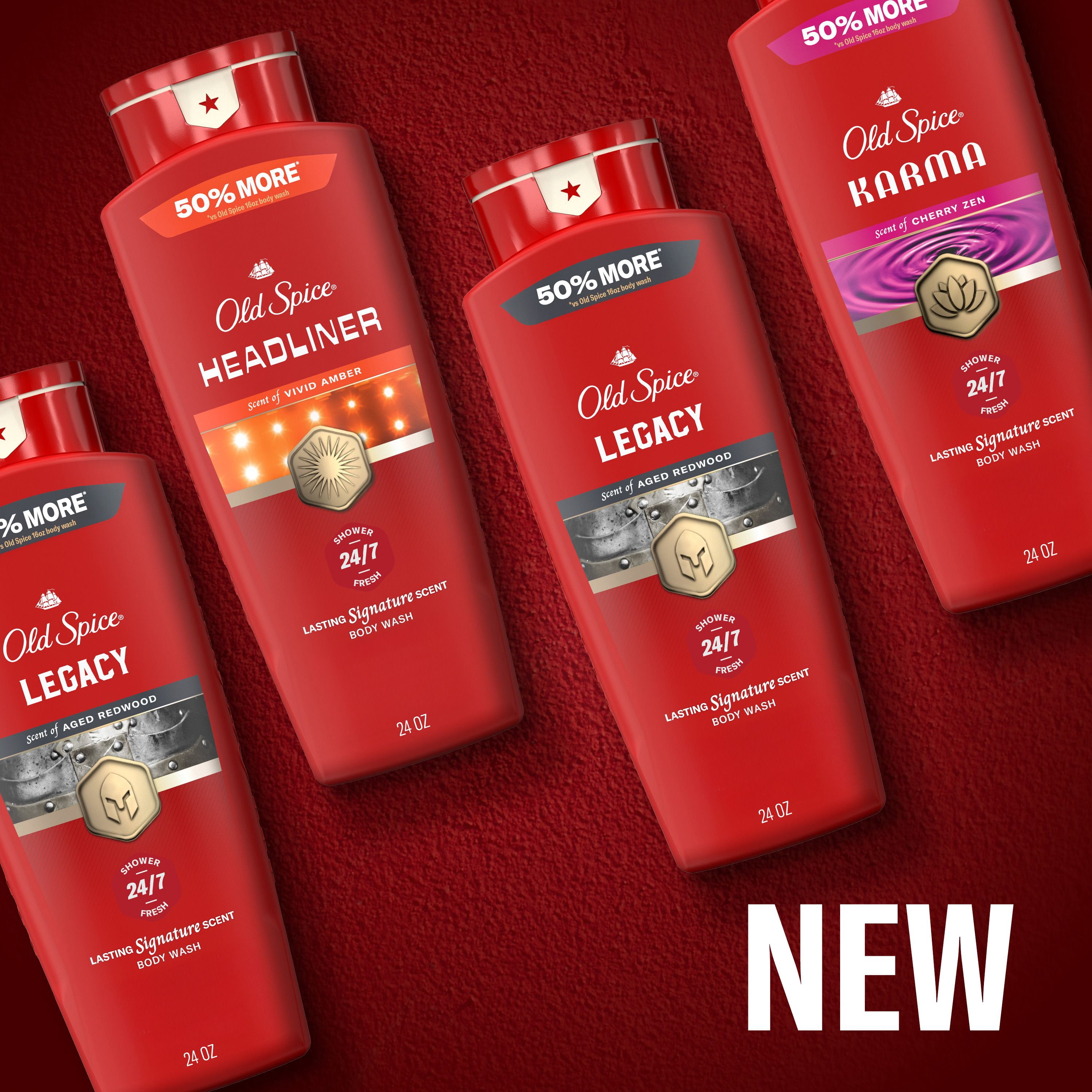 Old Spice Red Collection Body Wash for Men, Legacy Scent, Refreshing Clean, Moisturizing Formula, Long-Lasting Fragrance, 709ml