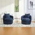 thumbnail image 3 of Sesslife Modern 360° Swivel Accent Chair, 30"W Round Single Sofa Chair with Pillow, Comfy Chenille Barrel Armchair for Living Room, Bedroom, Reading Room, Balcony, Lounge, Navy, 3 of 7