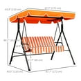 thumbnail image 3 of Outsunny Balançoire de Patio à 3 Places avec Auvent Réglable Orange, 3 of 10