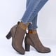 thumbnail image 2 of NECHOLOGY Botas Mujer Adulto Femenino Zapatos Botines de mujer Color Heel Cuero Dedo del pie Retro Zipper Botas Round Shoes Round Shoes femeninos Botas de mujeres (Khaki, 7.5), 2 of 5