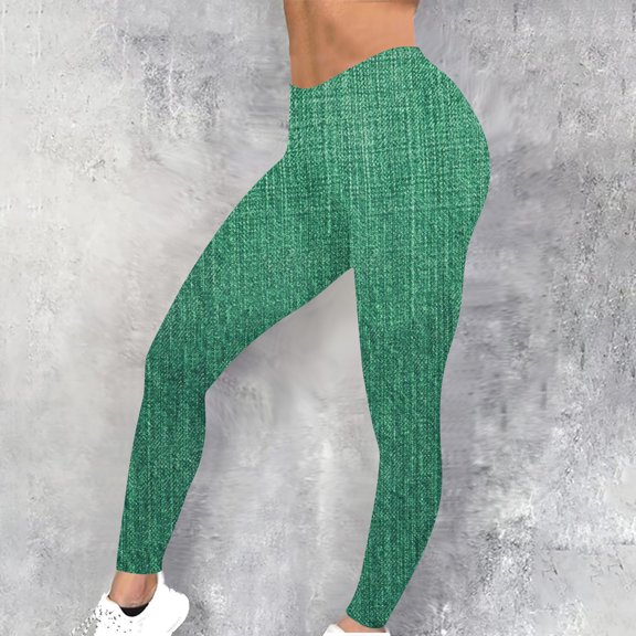 uublik Womens Leggings High Waist Jeggings Skinny Pants Pull on Leggings with Pockets Trendy Casual Pants, Green