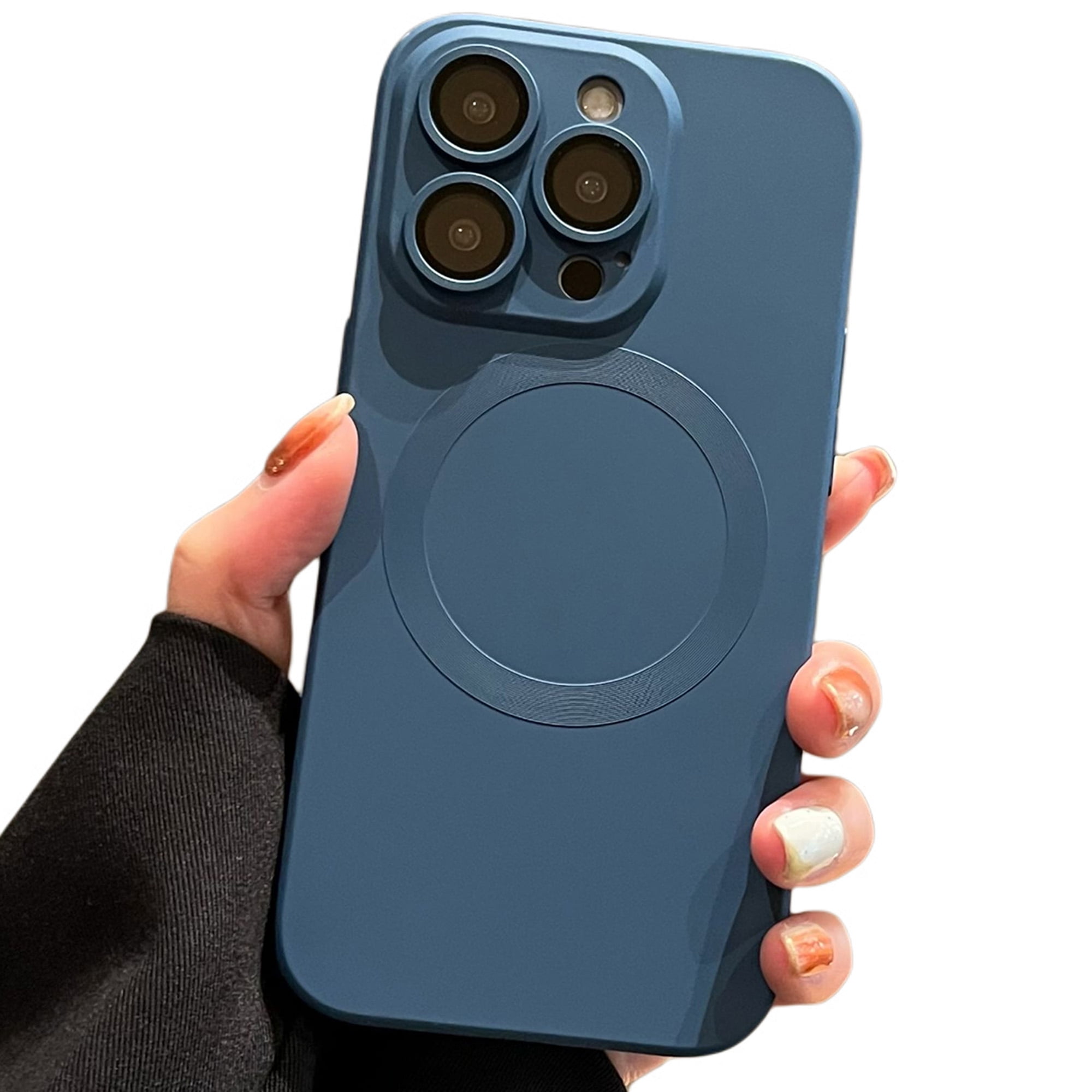 Dteck Liquid Silicone Case for iPhone 13 Pro Max, MagSafe Compatible, Upgraded Enhanced Camera Protection Shockproof Magnetic Case for iPhone 13 Pro Max, Deep Blue