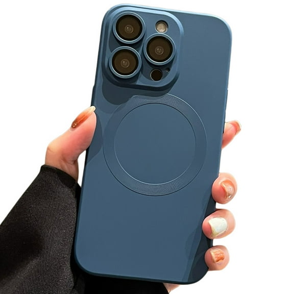 Dteck Liquid Silicone Case for iPhone 13 Pro Max, MagSafe Compatible, Upgraded Enhanced Camera Protection Shockproof Magnetic Case for iPhone 13 Pro Max, Deep Blue