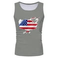 thumbnail image 2 of Caqnni Men's American Flag Tank Tops Summer Short Sleeved Tee Workout T-Shirts Beach Athletic Undershirts (Grey,M), 2 of 4