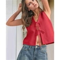 thumbnail image 4 of Suéter Sin Mangas de Verano para Mujer, Tejido A Crochet, con Lazo Frontal, Color Rojo, Talla S, 4 of 9