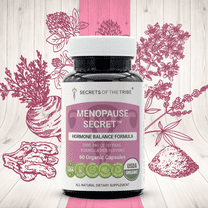 Secrets of the Tribe Menopause Secret Organic Capsules Dietary Supplement, Natural Herb Blend, Made from USDA Certified Organic Vitex, Black Cohosh, Dong Quai, Red Clover Herb, Maca 60 Count