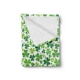 thumbnail image 2 of Clover Soft Flannel Fleece Throw Blanket, St Patrick's Day Pattern with Irregular Continuous Shamrocks, Cozy Plush for Indoor and Outdoor Use, 50" x 60", Green Lime Green, by Ambesonne, 2 of 5