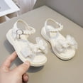 thumbnail image 3 of UngA Sandals for Girls Princess Girl Sandals Summer Strap Closed Toe Sandals Flats for Girls Toddler and Little Kid Princess Shoes(White,Size 12.5), 3 of 4