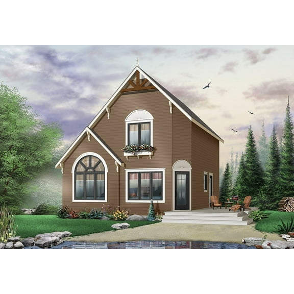 728-4919: A-frame Cabin 2 Bed, 2 Bath Luxury Home Plan, 1259 Sq Ft: Full Blueprints with License to Build by Home Plan Marketplace - Lesuto