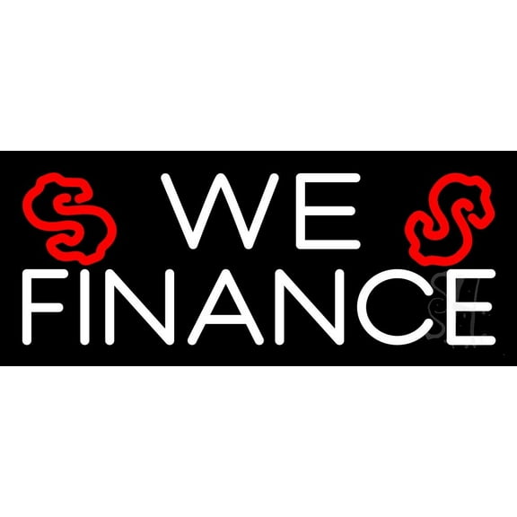 We Finance Dollar Logo 1 LED Neon Sign 10 x 24 - inches, Black Square Cut Acrylic Backing, with Dimmer - Bright and Premium built indoor LED Neon Sign for Defence Force.