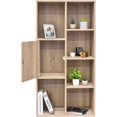 thumbnail image 4 of A basic minimalist-style bookshelf, highly suitable for use in the living room, equipped with storage or organizing space, featuring three drawers, a spacious surface, a beige color tone, 4 of 12