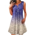 thumbnail image 2 of Women's Sleeveless Dress, Round Neck Sparkle Print Button Front Pullover, Casual and Party Wear, Machine Wash Polyester, 2 of 5