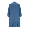 thumbnail image 4 of Mceream Women's Denim V-Neck Ruffled Hem Shirt Dress, Puff Sleeve, Casual Fit, Denim Fabric for Daily Wear, Weekend, Summer Sky Blue XXL, 4 of 9
