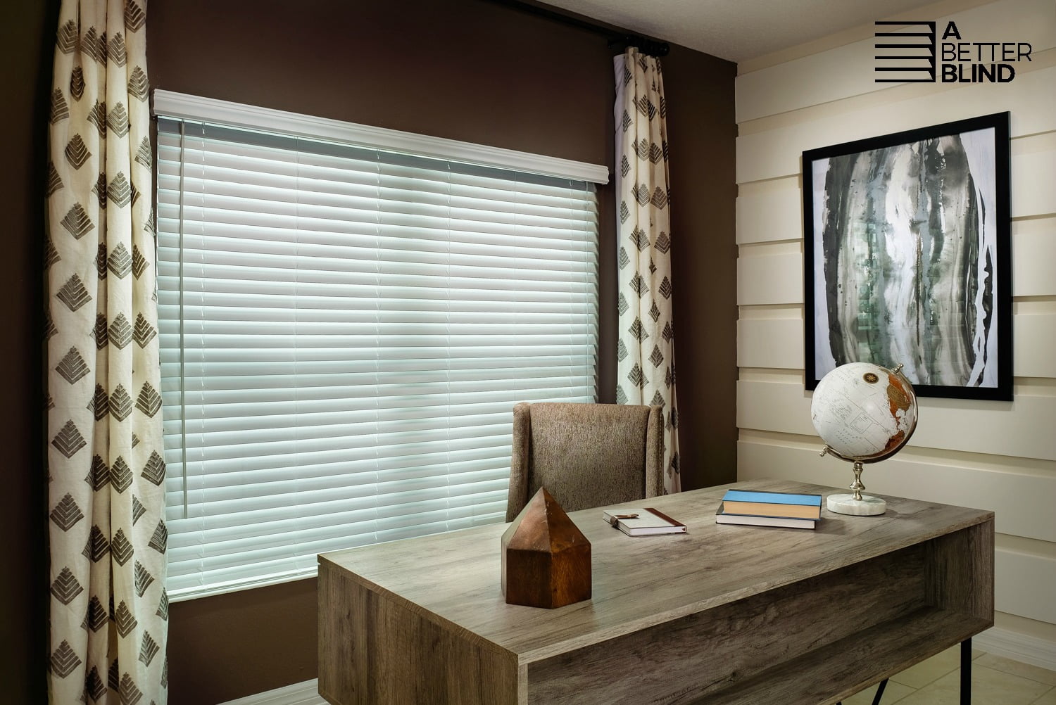 A Better Blind - Premium 2 Inch Cordless Fauxwood Horizontal Window Blinds - Smooth Snow White Color - 63 x 60