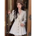 thumbnail image 3 of Vestido corto plisado elegante de estilo coreano para mujer, minivestido de fiesta Vintage francés, abrigo Retro cálido, otoño e invierno, 2022, 3 of 4
