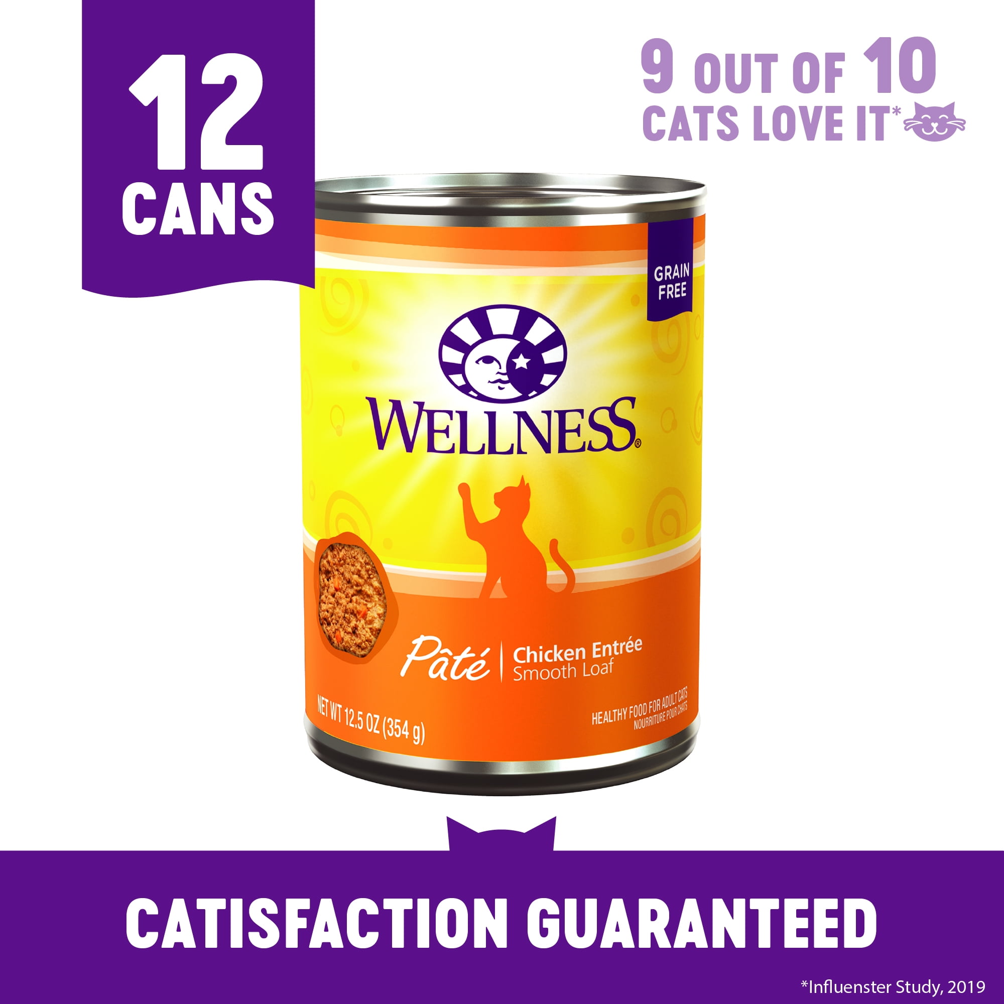 Wellness Complete Health Grain Free Canned Cat Food, Chicken Pate, 12.5