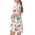 thumbnail image 2 of Rateoe Hand Drawn Watermelon Pattern Women’s Short Sleeve Dress – Casual Elegant Summer A-Line Dress for Everyday Wear, 2 of 6