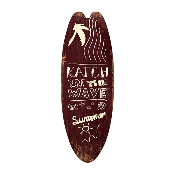 Summer Beach Surfing Wooden Door Sign - 45x16x0.5cm, Back Hook, Home/Bar/Front Door Decor, Gift for Friends