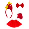 thumbnail image 3 of 4x Disfraz de Pollo de Dibujos Animados Lindo Disfraz de Gallo Accesorios para Cumpleaños y Vacaciones Rojo, 3 of 8