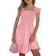 thumbnail image 1 of Odeerbi Niñas Verano Vacaciones En La Playa Vestidos Con Volantes Manga Larga Vestidos Sin Mangas Doble Capa Smocked Flowy, 1 of 4