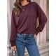 thumbnail image 5 of Blusas de Larga para Mujer, con Cuello Redondo Plisado, Informales, de Negocios, Ropa de Moda. Rojo Vino M, 5 of 6