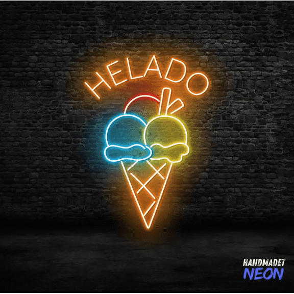 Handmadetneonsign Helado Neon Sign, Unique Neon Wall Light for Ice Cream Parlor, Gelato Shop, Cafe 133081