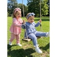 thumbnail image 5 of Loicainy Baby Toddler Girls Fall Clothes Set 3 6 12 18 24 Months 2T 3T Lace Trim Long Sleeve Doll Collar Tops and Elastic Waist Pants Headband Outfits, 5 of 9