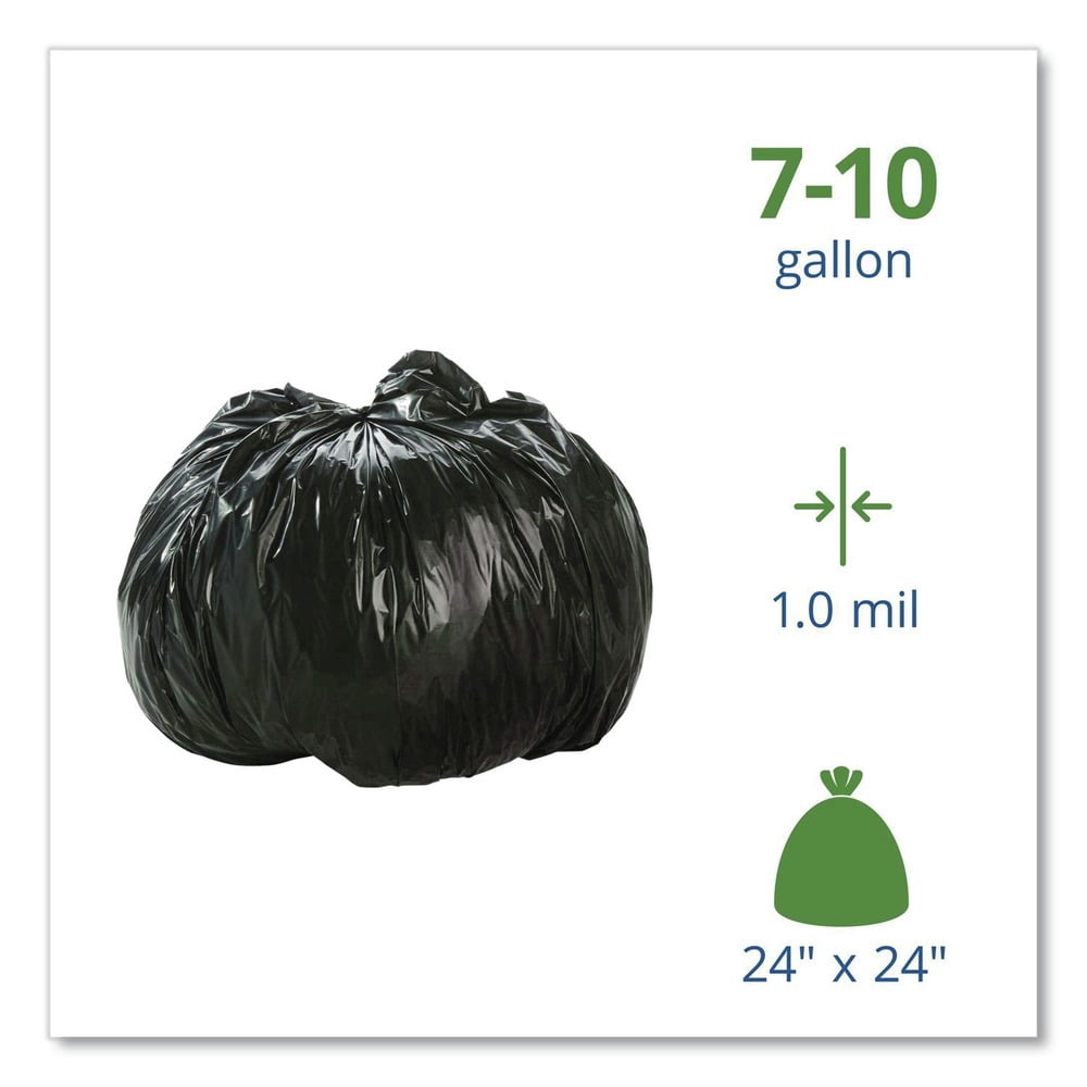 Stout 100% Recycled Plastic Garbage Bags 7-10gal 1mil 24 x 24 Brown/Black 250/CT T2424B10