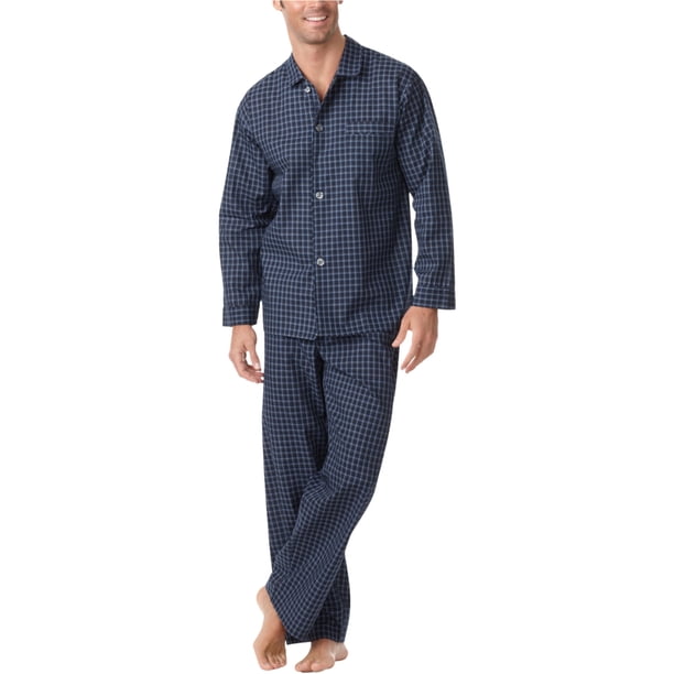 Club Room Mens Big & Tall Grid Pijama Sleep Set, Azul, 4X