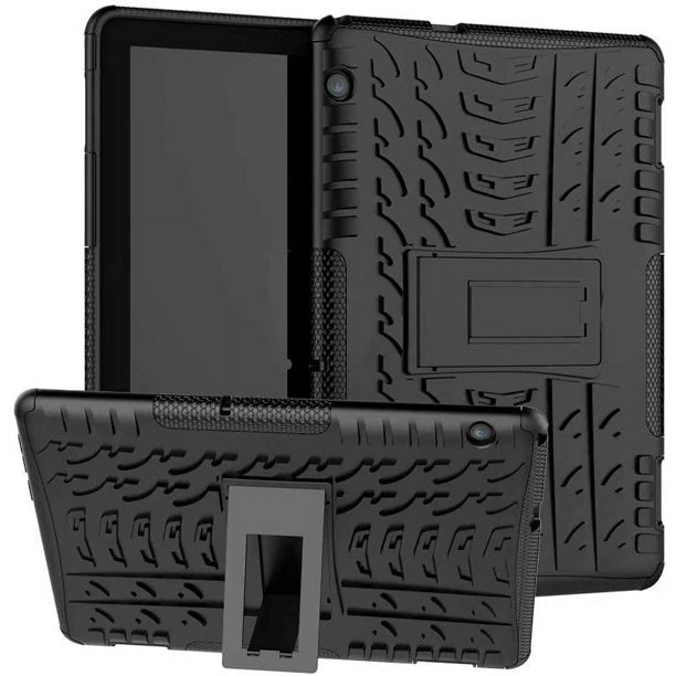 Híbrido a prueba de golpes Protección contra impactos Duro Duro Resistente Combo Funda protectora de doble capa con soporte para Huawei Mediapad T5 10.1 pulgadas 2018 Negro-Negro- Sailing Electrónica