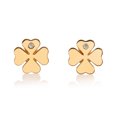 thumbnail image 1 of Aretes de oro 14k GIALLO Broquel Trébol de oro amarillo brillante con circonia, 1 of 5