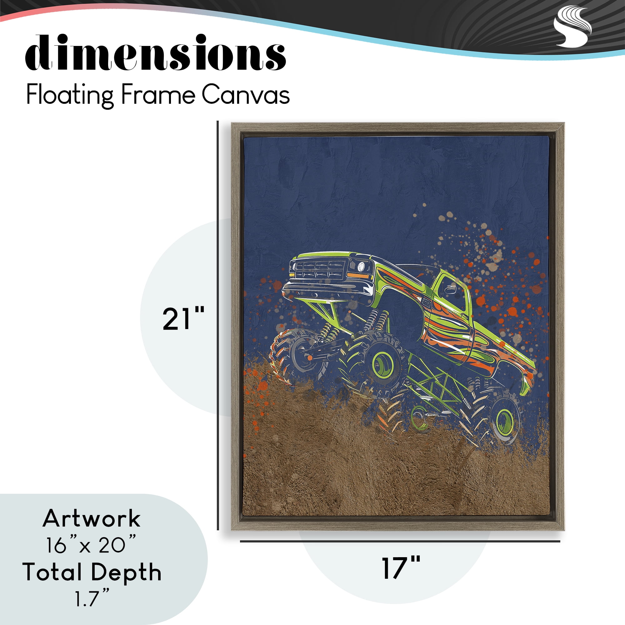 My Jam Truck Adventure Brown Framed Floater Canvas Wall Art, design by Kim Allen