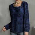 thumbnail image 2 of Jinhomg Elegant Shirts for Women Trendy Irregular V Neck Velvet Tops Soft Comfy Long Sleeve Velour Blouses Dressy Casual Pullovers Winter Saving Blue S, 2 of 4