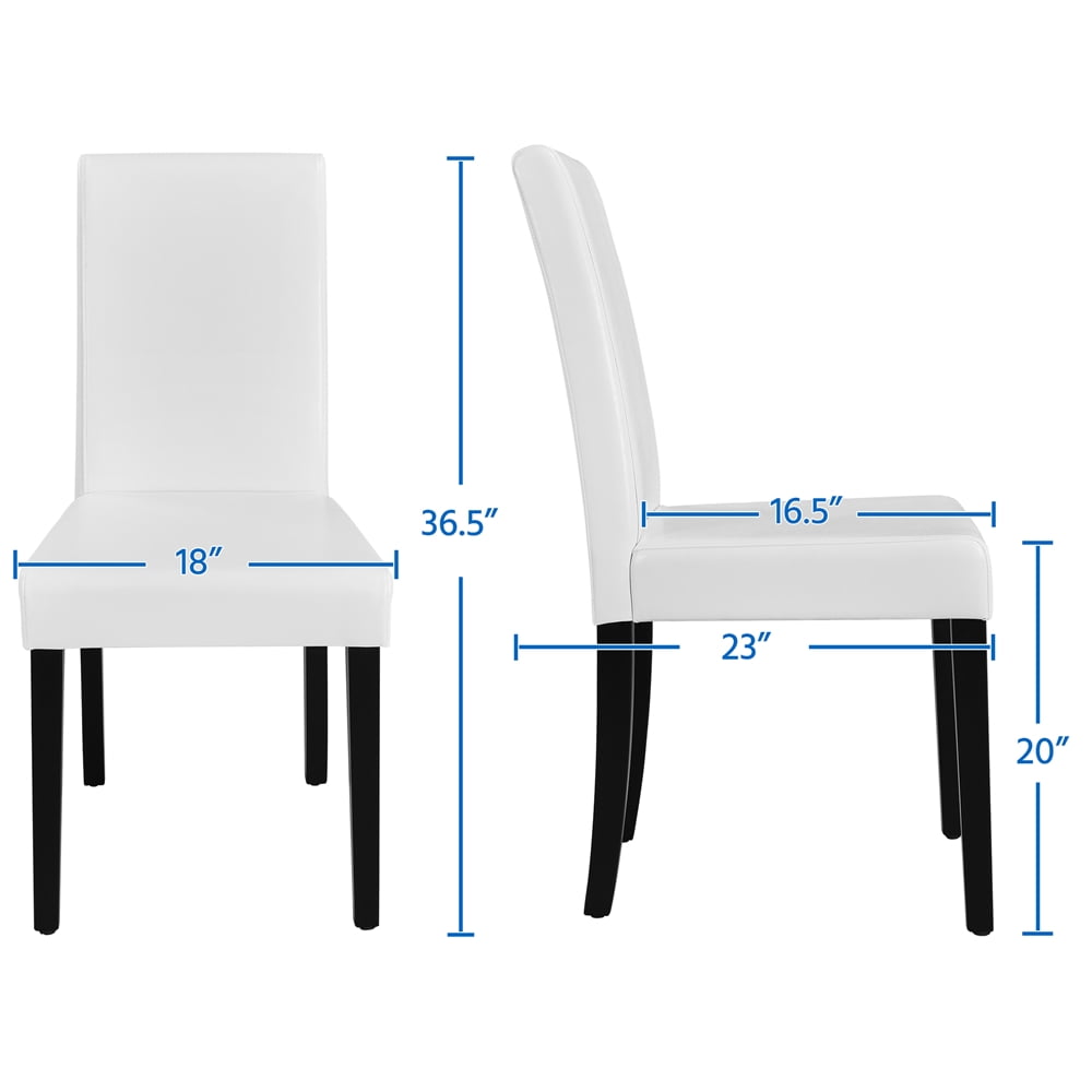 Alden Design Padded Parson Dining Chairs with Solid Wood Legs, Set of 4, White