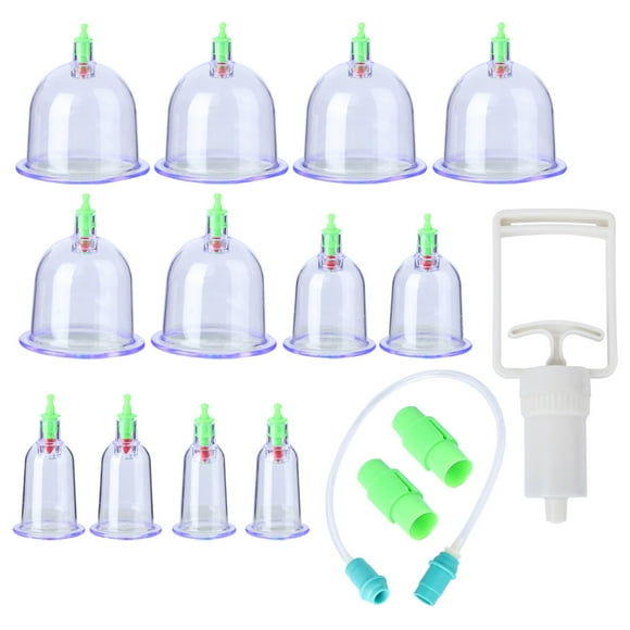 12pcs Chinese Cupping Therapy Set Traditional Biomagnetic Vacuum Cupping Therapy Cup Medical Healthy Body Suction Therapy Massage Set