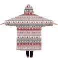 thumbnail image 2 of Oversized Wearable Blanket Hoodie,Red and White Christmas Striped Pattern Sherpa Blanket Hoodie with Super Pockets,Super Warm Fuzzy Pullover for Women & Men, 2 of 6