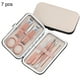 thumbnail image 1 of Juego de cortaúñas 7 en 1, portátil, de acero inoxidable, para manicura y pedicura, con estuche para el hogar, viajes, salón, oro rosa, 1 of 10
