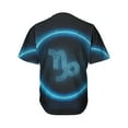 thumbnail image 2 of Blue Capricorn Zodiac Sign Print Active Baseball Jersey for Men and Women, Zodiac Horoscope Button Down Women’s Baseball Team Shirts., 2 of 4