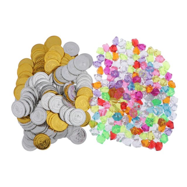 Juguete de , 80 pcs Monedas 160Pcs Gema + Moneda de 80Pcs para Accesorios de Escenario Baoblaze Juguete pirata dorado