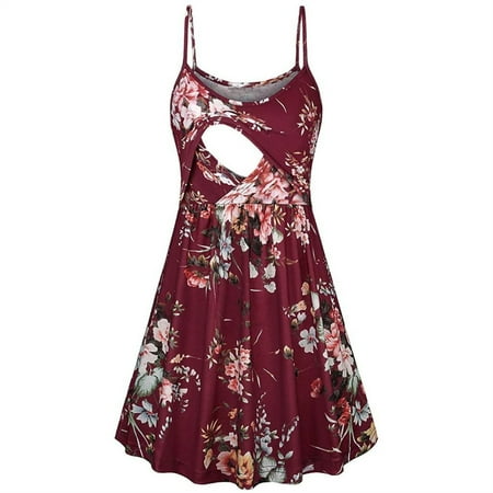 

Summer Savings Clearance! Edvintorg Flower Print Maternity Dress Women Sexy Sling Nursing Dresses Breastfeeding Sleeveless Pregnancy Clothes Summer Maternity Pajamas For Holiday