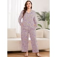 thumbnail image 2 of SHOWMALL Women's Plus Size Pajama Sets Long Sleeve Button Down Sleepwear 2-Piece Loungewear with Pockets, 2 of 7