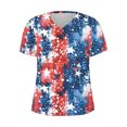 thumbnail image 4 of Fiudx Camisas de Mujer Tops con Cuello En V de Manga Corta Estampados Del Día de La Independencia para Mujer, 4 of 4