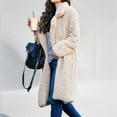 thumbnail image 4 of Female Fuzzy Fleece Lapel Open Front Long Cardigan Coat Faux Fur Warm Winter Outwear Jackets Color S, 4 of 8