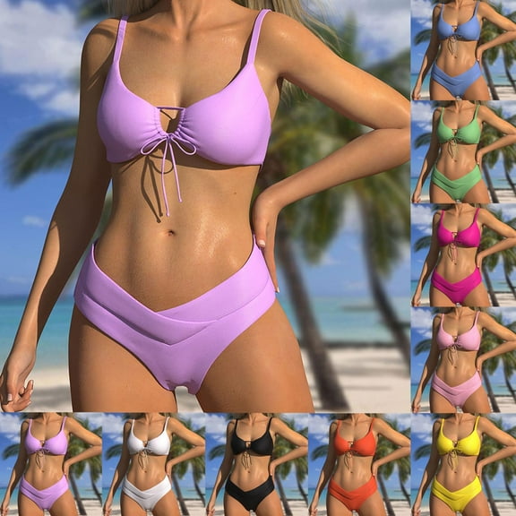 UTSJKR Tummy Control Swimsuits for Women Womens 2 Piece Swimsuits High Waisted Swimsuits for Women Womens Two Piece Swimsuit Blue L