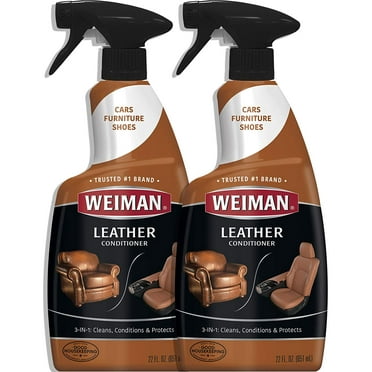 Weiman Leather Cleaner and Conditioner for Sofa, Couch, Purse, Bags, Saddles 22 oz - 2 Pack