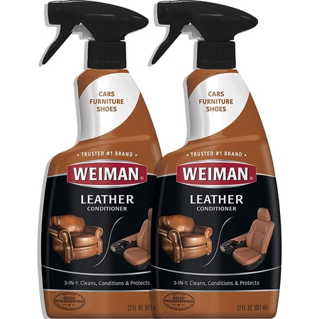Weiman Leather Cleaner and Conditioner - 22 Ounce (2 Pack) - Non-Toxic Restores